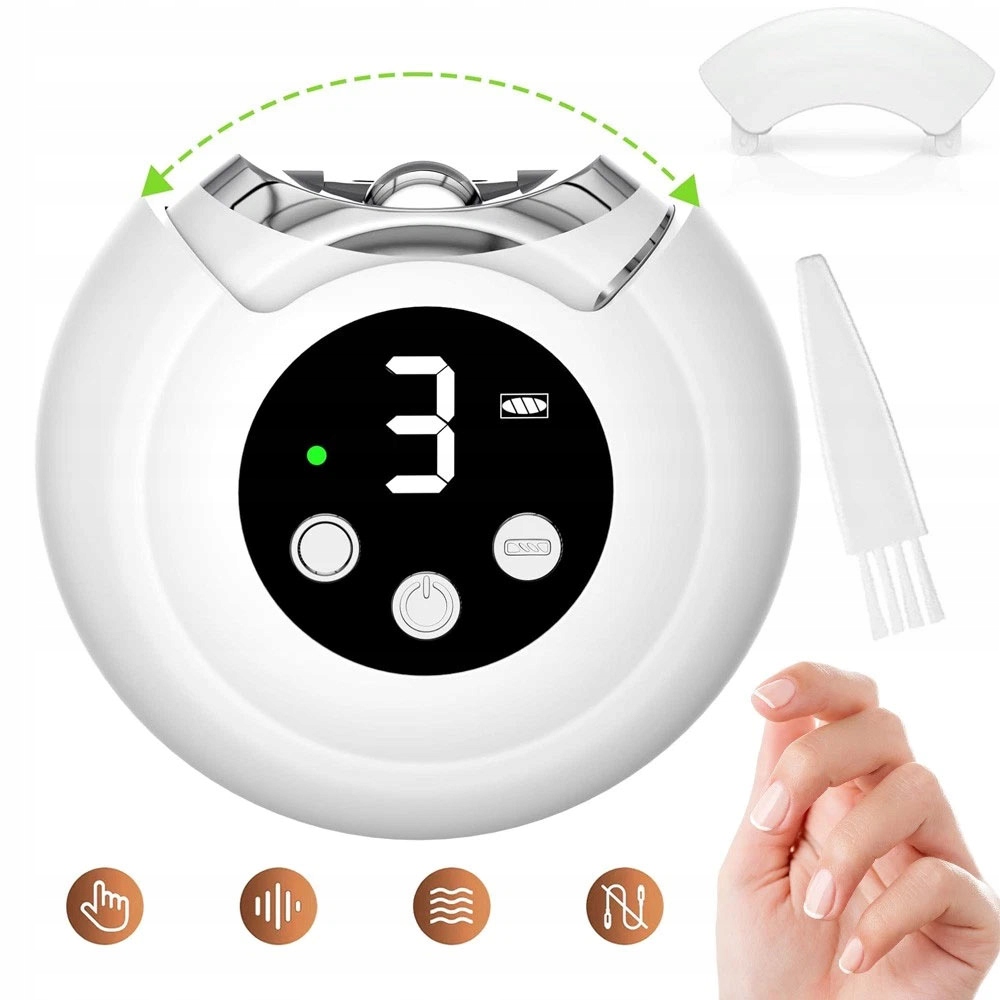 Elektrický Zastřihovač Nehtů S Led Osvětlením, 3 Rychlostní Režimy, Bílý