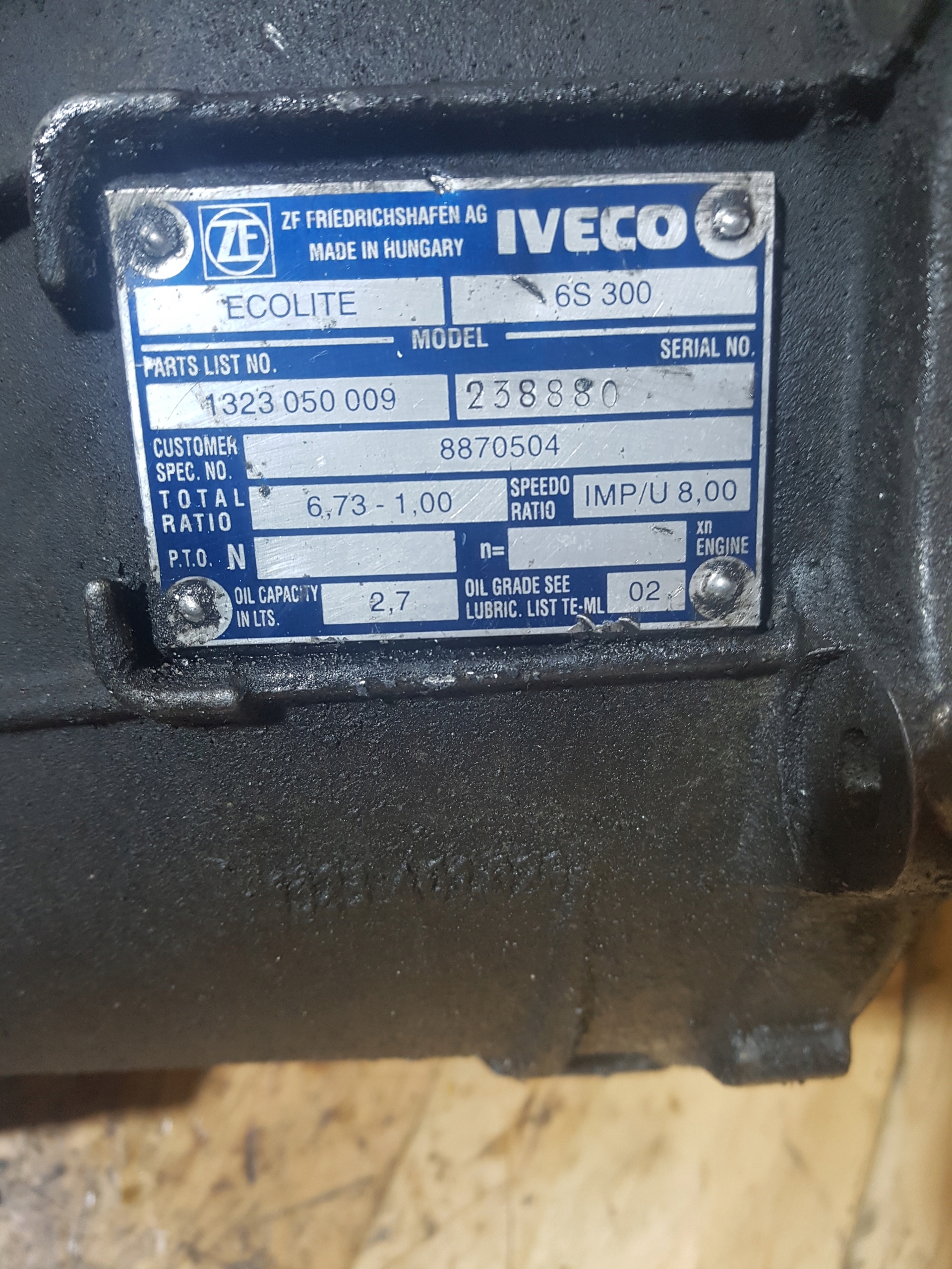 CAMBIO manuale IVECO DAILY 3 1323050009