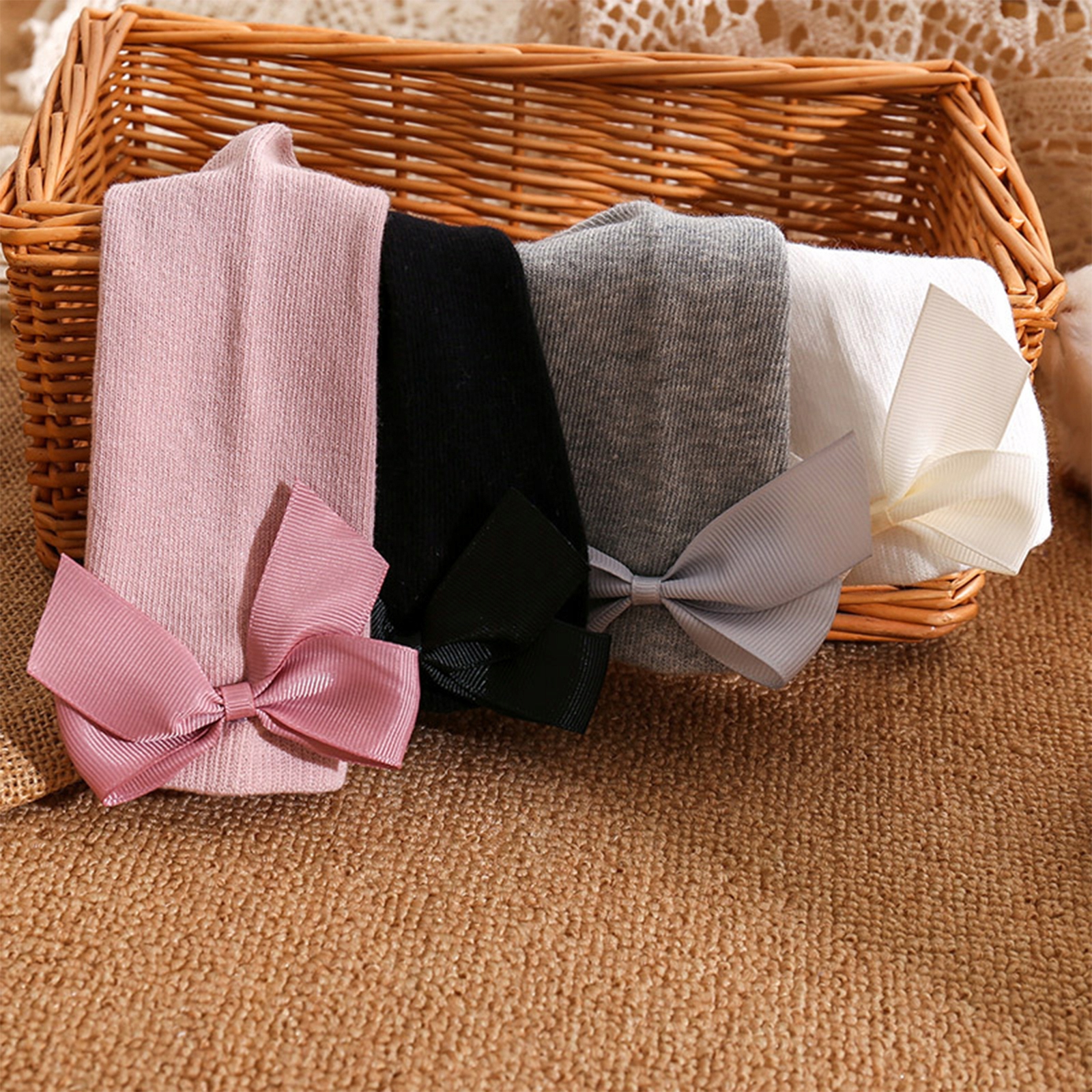 Podkolanówki skarpetki BIAŁE z KOKARDKĄ 86-92 1-2L Rozmiar EU 86-92