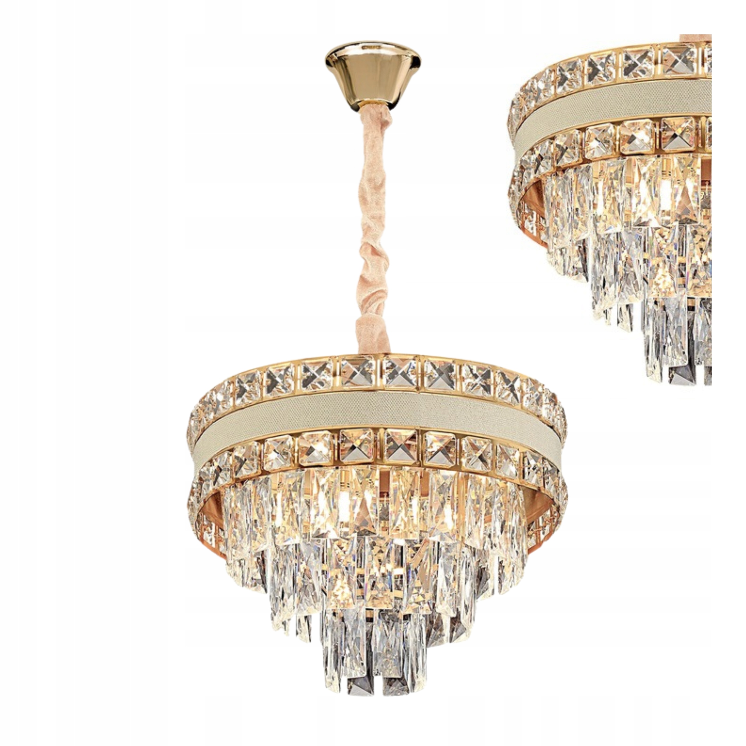 Lampa Sufitowa Wisząca Złota Kryształowa Glamour Żyrandol 40 cm 5 x E14