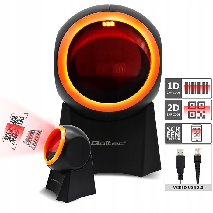 Stacjonarny czytnik kodów kreskowych 1D | 2D Producent Qoltec