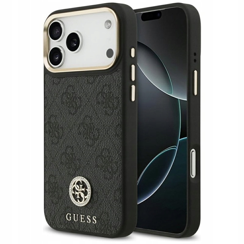 Guess 4G Strass Logo MagSafe – Pouzdro pro iPhone 17 Pro Max (černé)