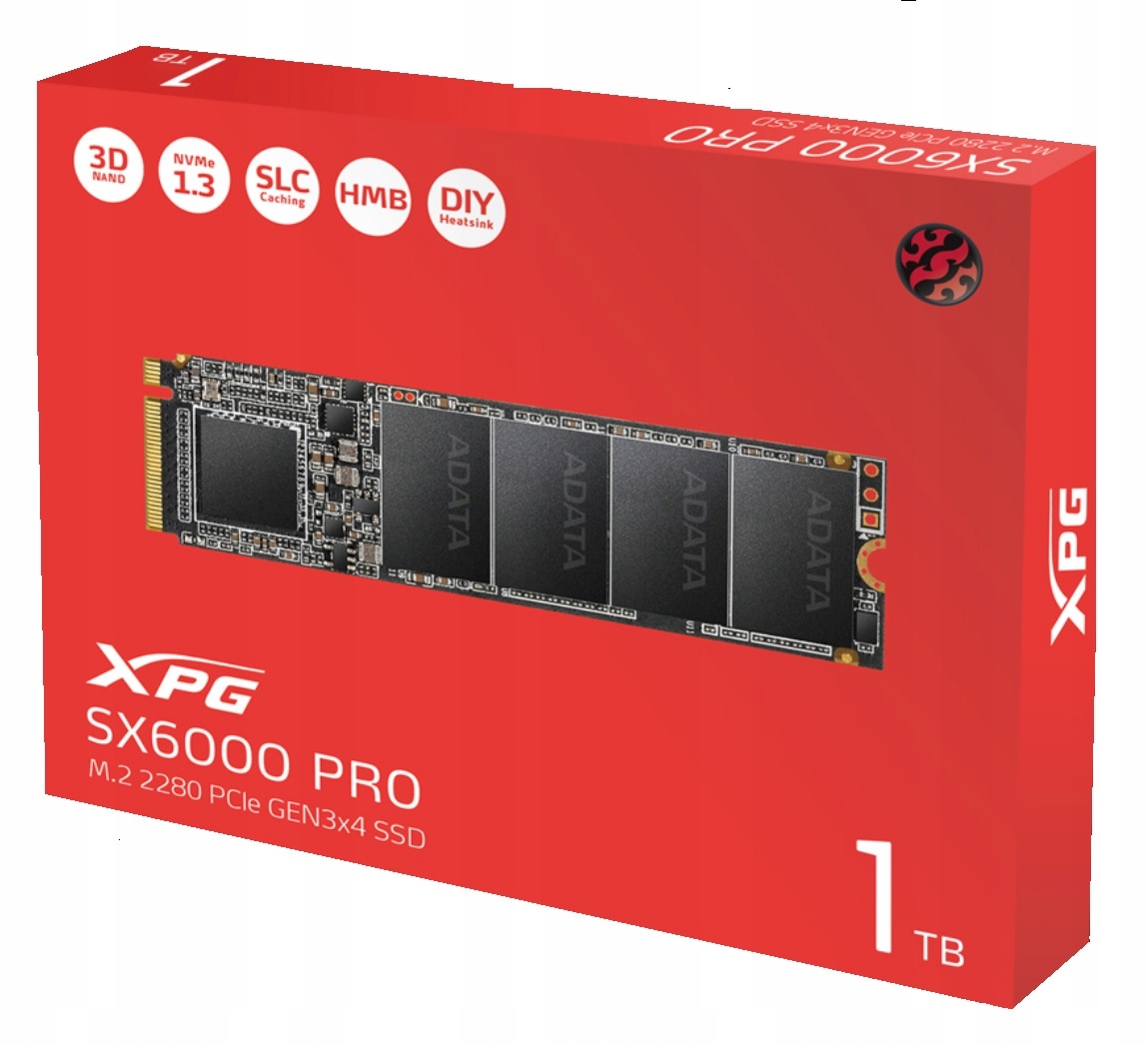 Adata Dysk Xpg SX6000 Pro 1TB M.2 2280 PCIe Gen3x4 NVMe 1.3 Ssd Slc Hmb 3D