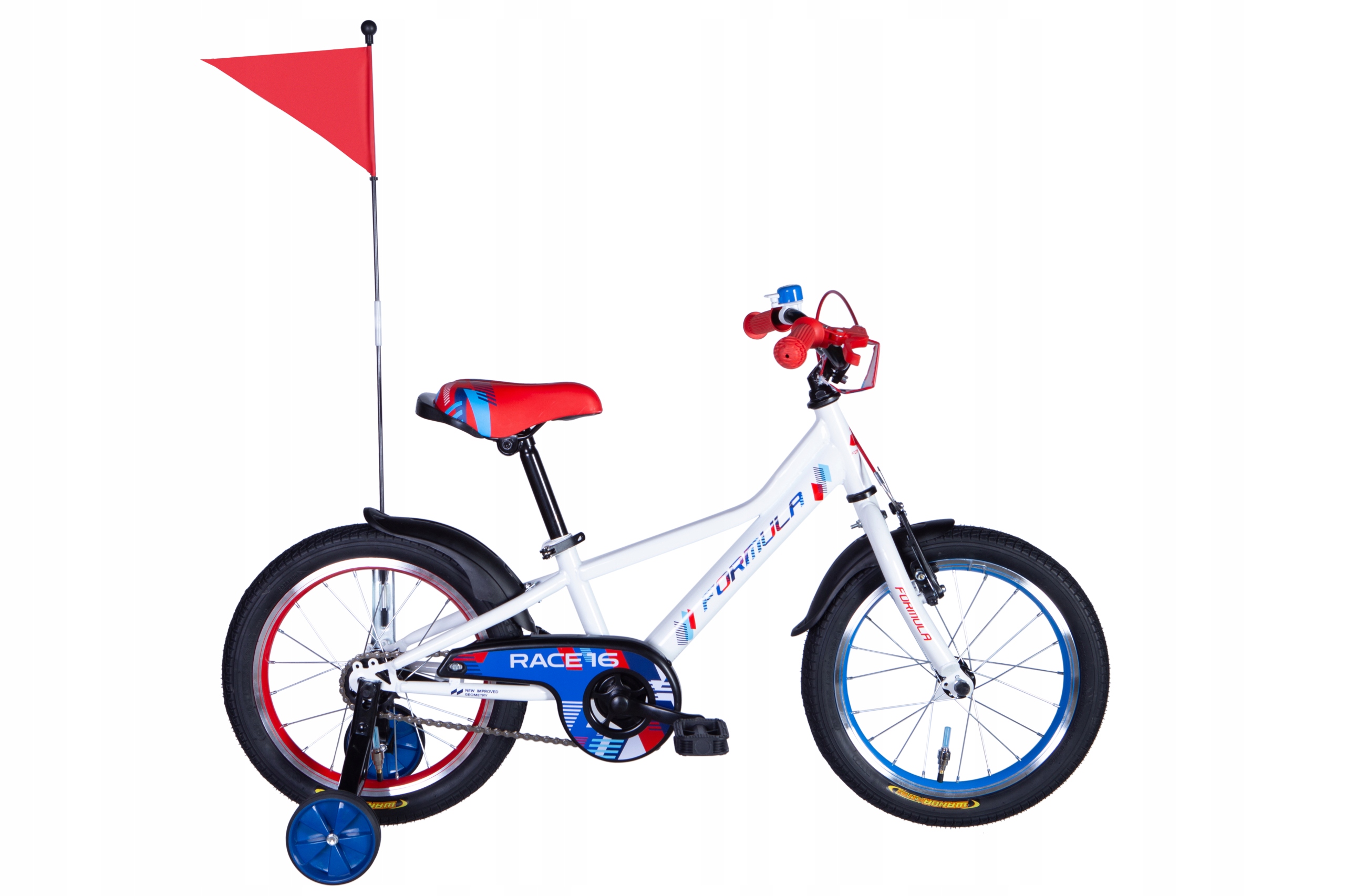 Rower 16 cali dla dziewczynki dziecięcy kółka boczne chorągiewka