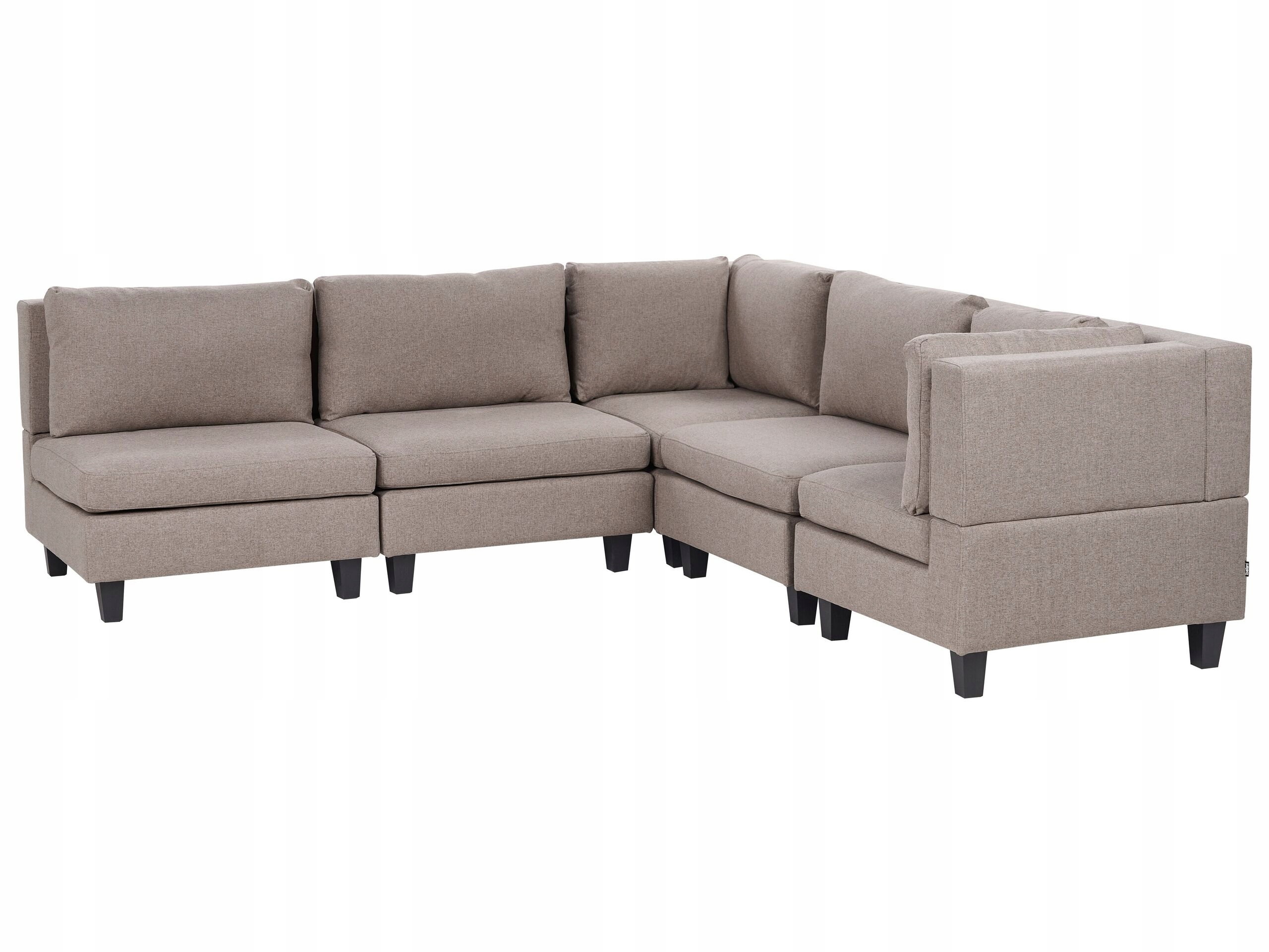 Narożna sofa modułowa tapicerowana 5-osobowa brązowa
