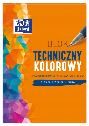 

Blok techniczny Oxford A4 10 kartek Kolorowy