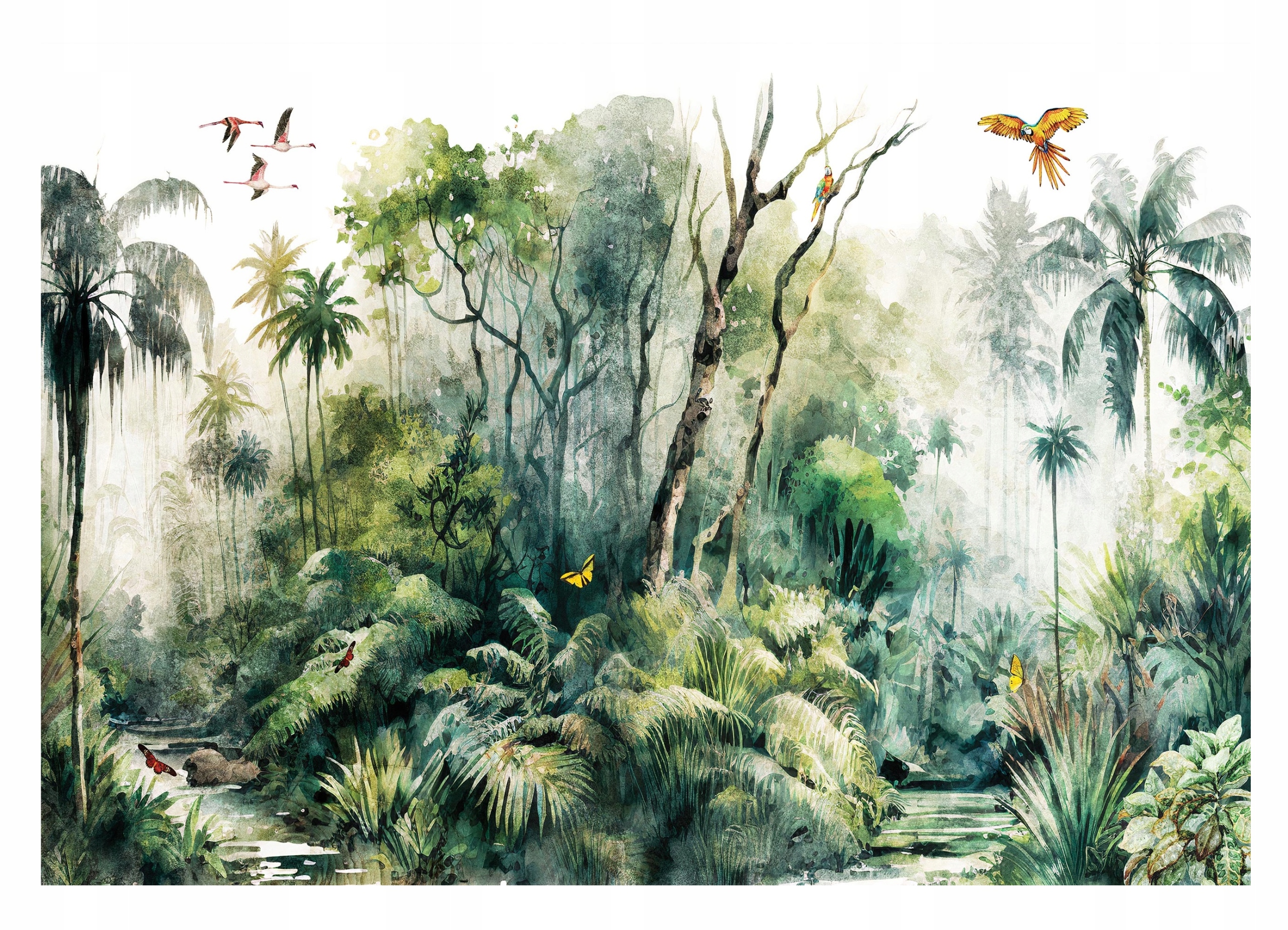 Akvarel Džungle Les Fototapeta na zeď 416x254