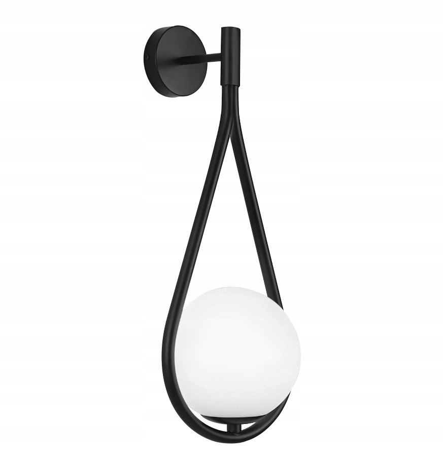 Kinkiet G093 czarny lampa ścienna mleczna kula