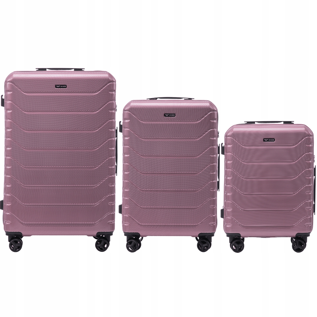 Sada tří kufrů na 4 kolečkách Wings tvrdé zavazadlo Zámek Tsa Polycarbon