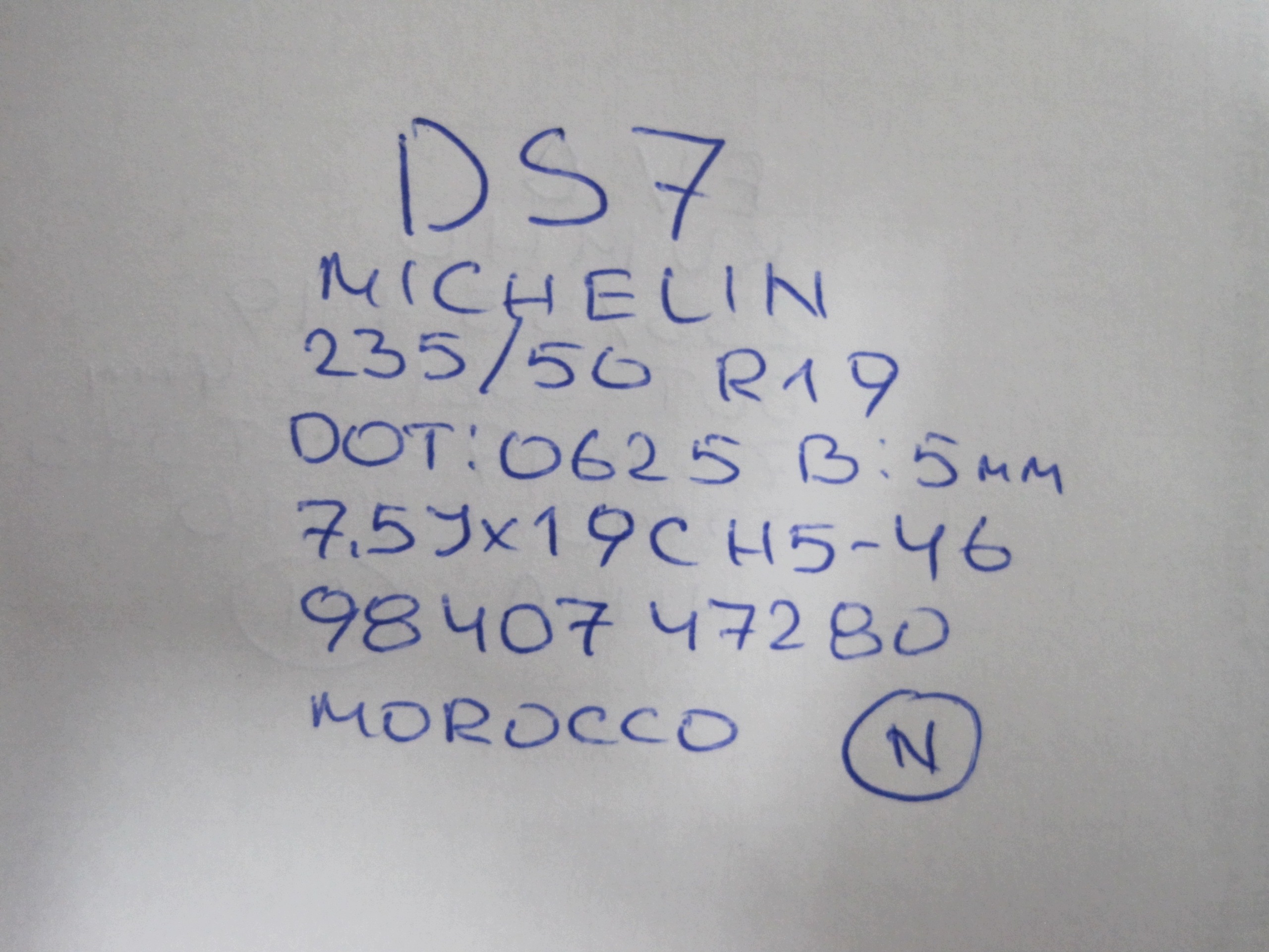 wheels discs tyres CITROEN DS7 R19 5 MM