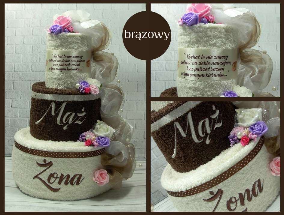Tort z ręczników PREZENT na Rocznicę Ślub Żona Mąż Marka inna