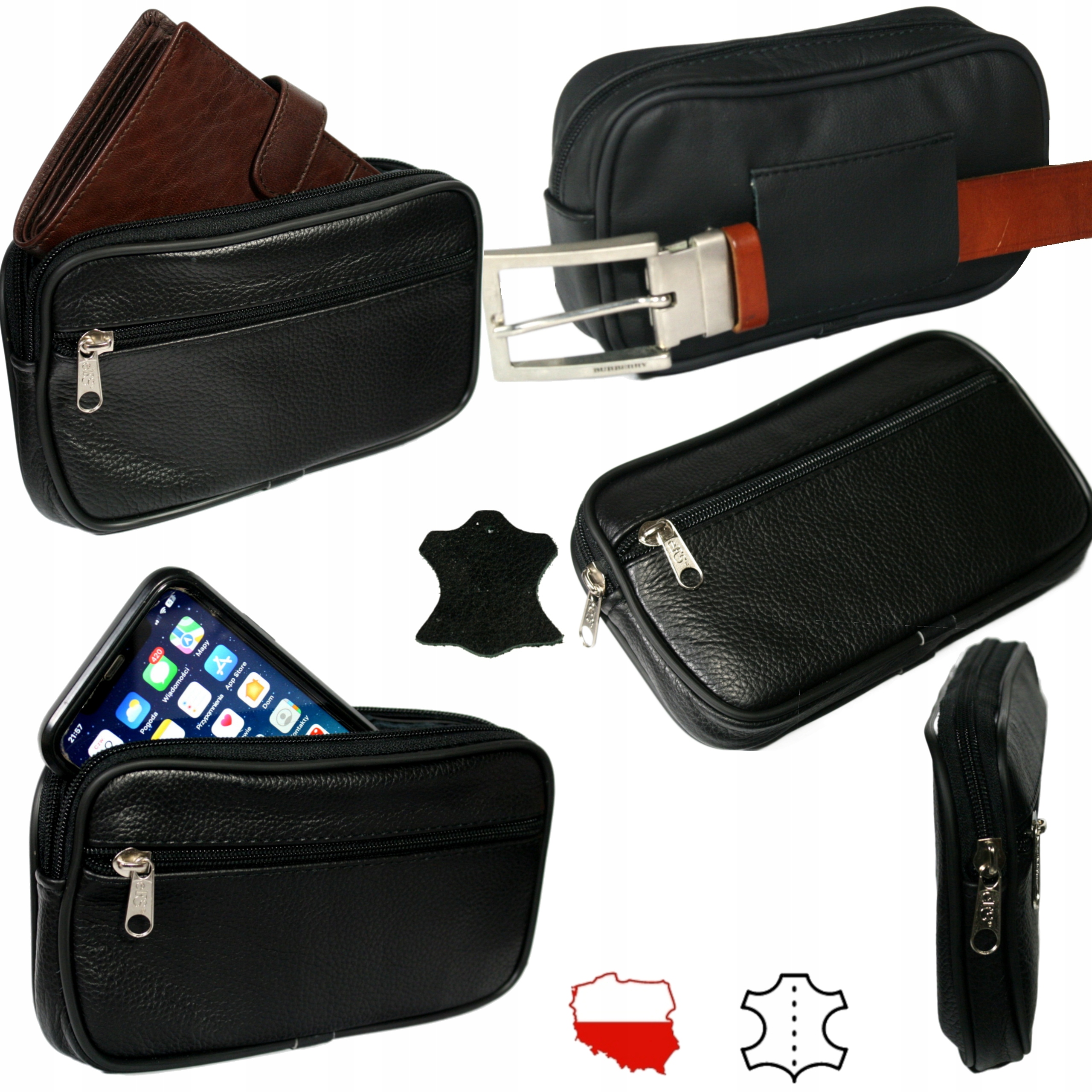 Pánská kožená taška na pásek do ruky polská výroba malá