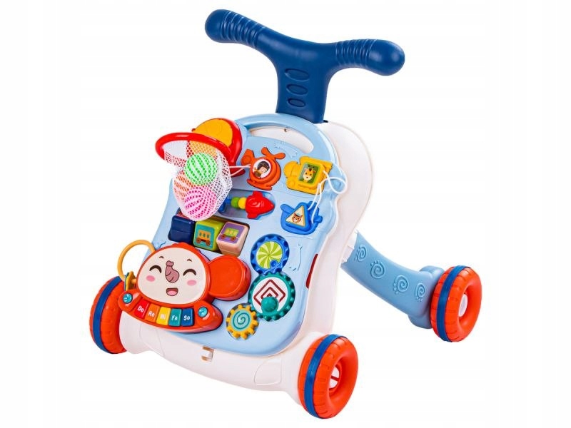 

Interaktywny 2w1 Stolik, Chodzik Biało-błękitny