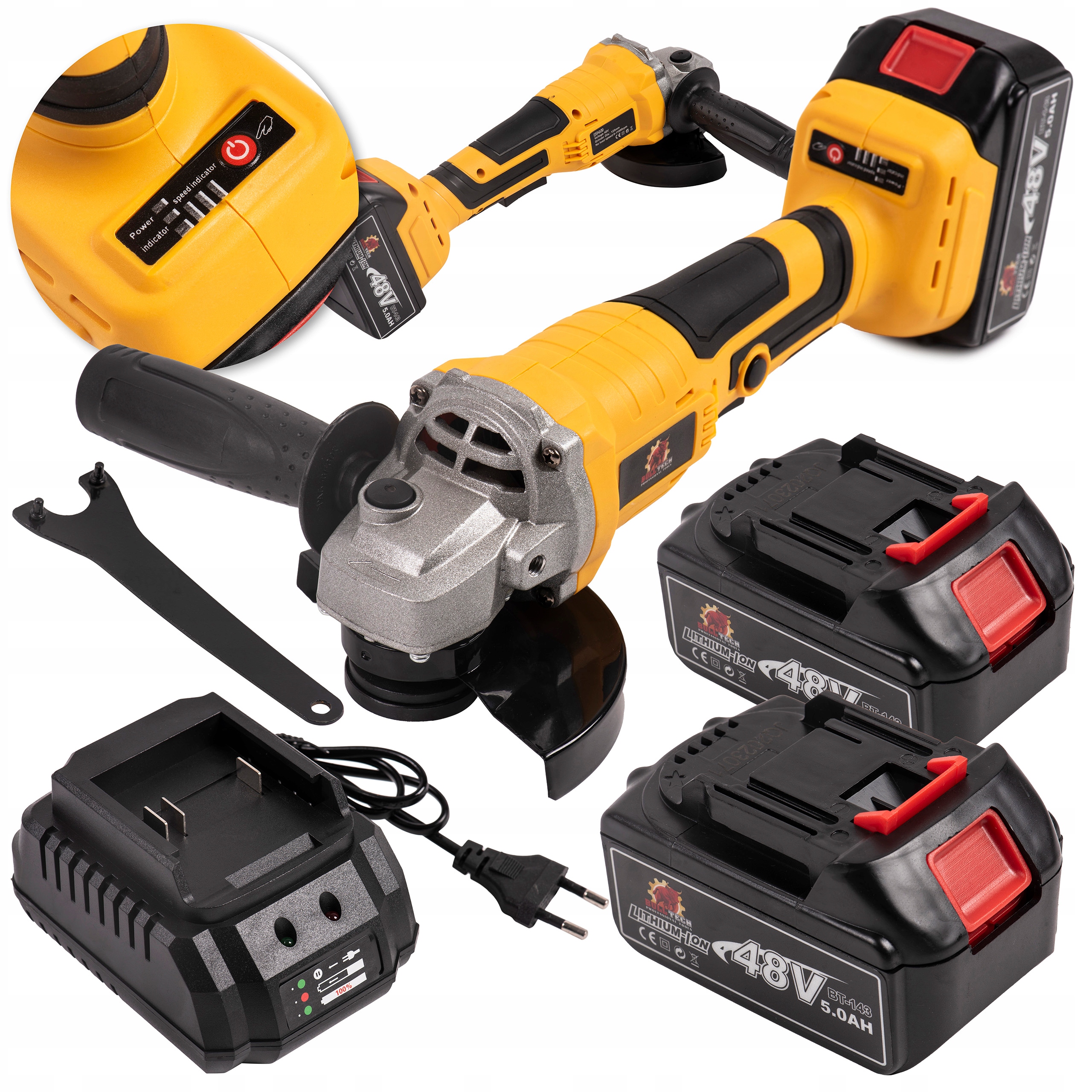 Szlifierka Kątowa Akumulatorowa 2x Aku 48V 4AH Profesjonalna Walizka Zestaw