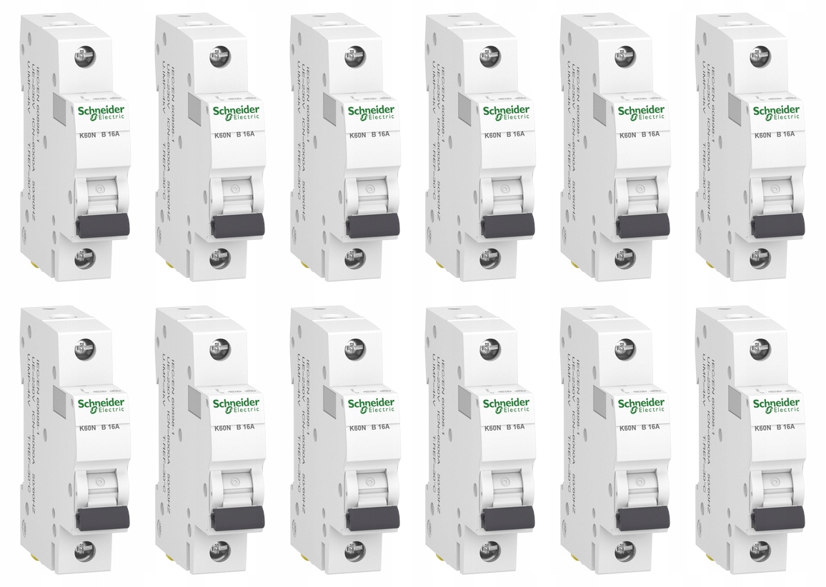 

12x Wyłącznik bezpiecznik B16 1P K60 Schneider