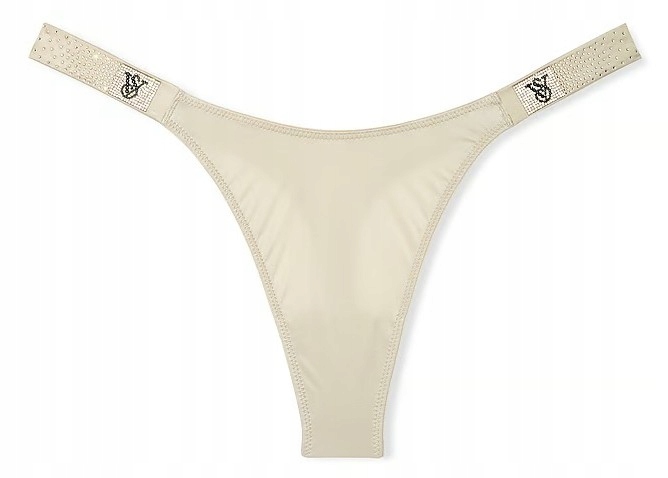 Tanga s zirkony Victoria's Secret hladké pískové M