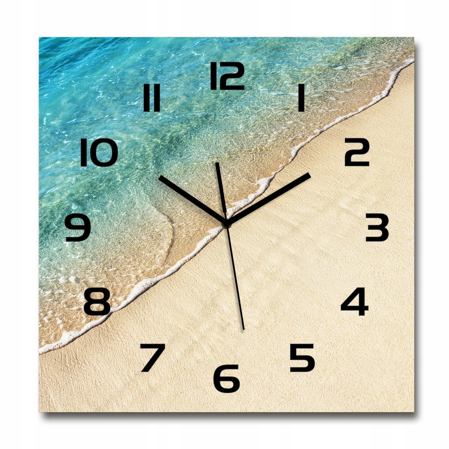

Duży zegar szklany do salonu Fala na plaży 60x60cm