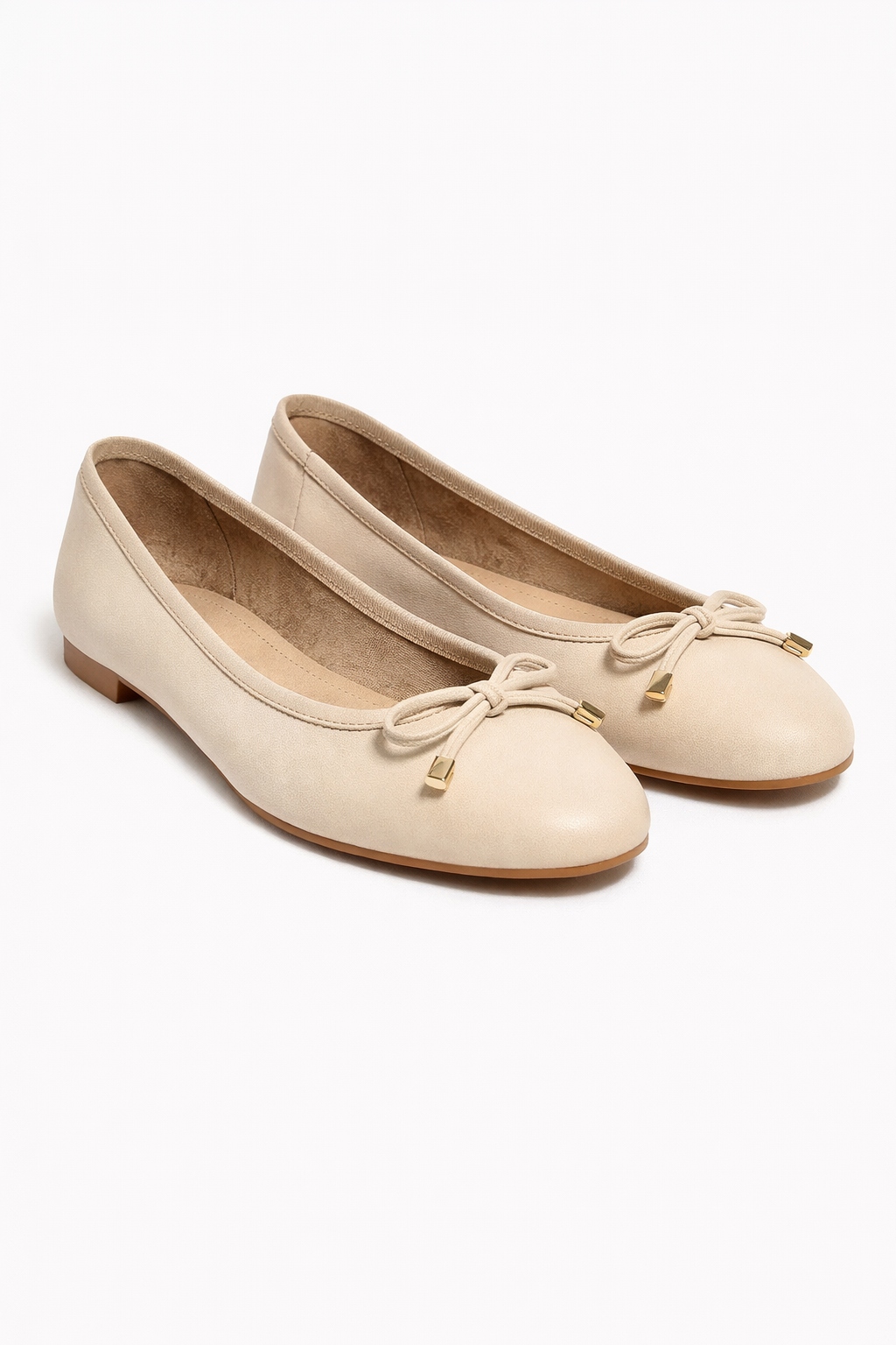 Béžové Baleríny S Ozdobnou Mašličkou A Hnědou Podrážkou 38 I1C