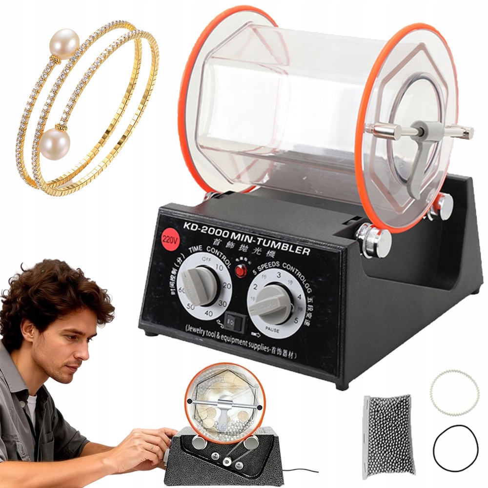 Profesionální Rotační Bruska 60 W 5 Kg S Časovačem Na Bižuterii A Kovové Mince