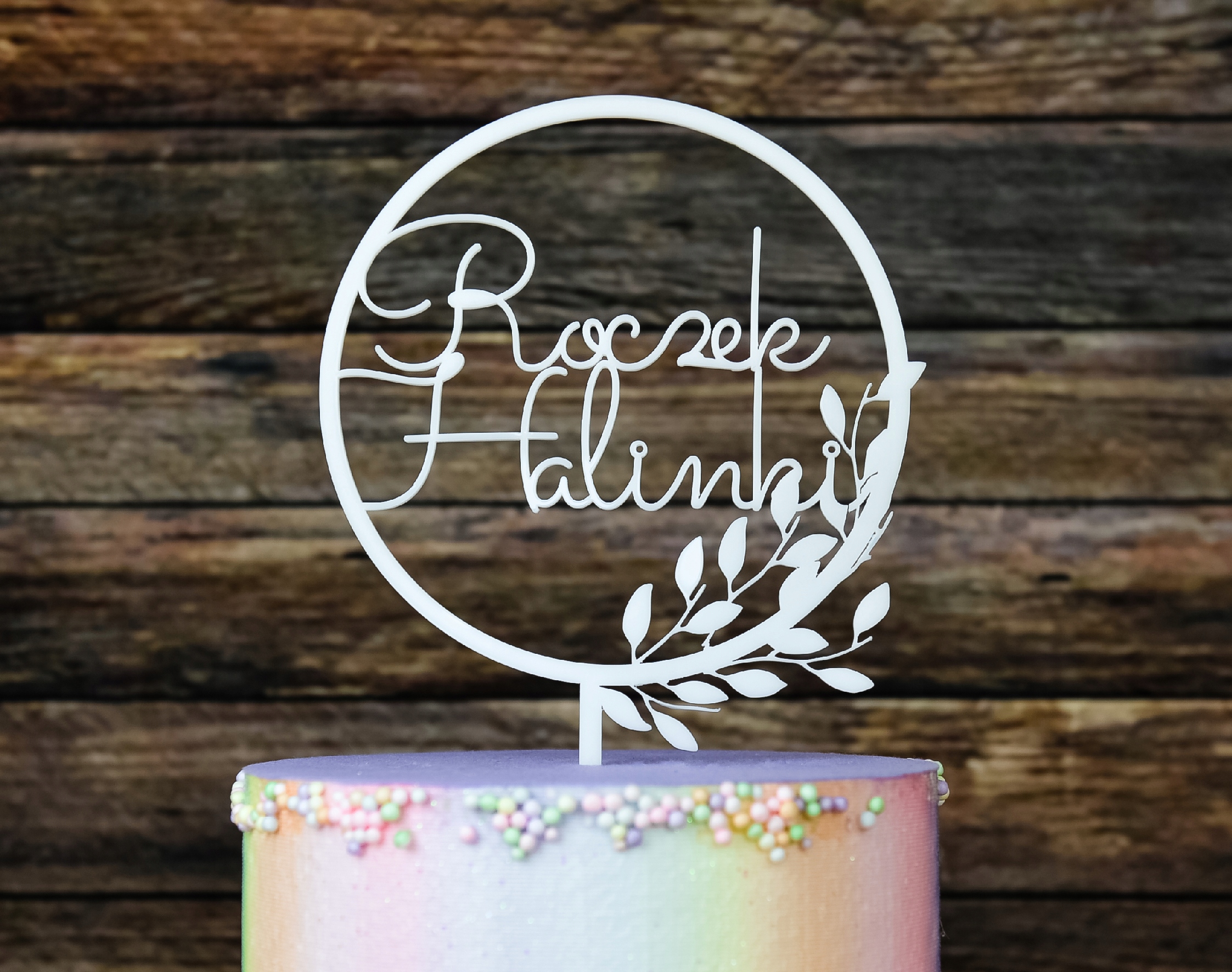 Topper biały na tort Roczek TUB-1 Marka Dekor Laser