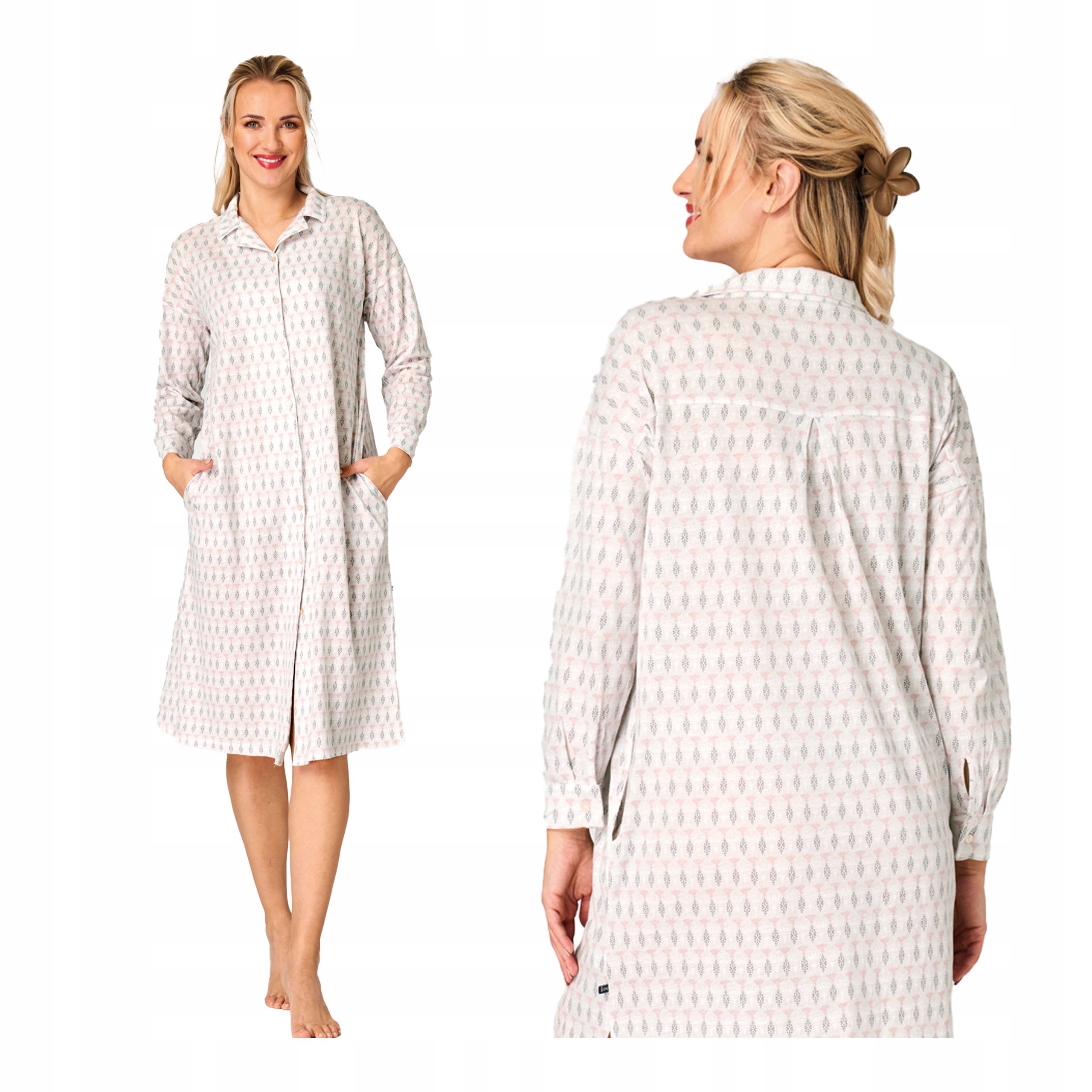 Košile Dámská bavlněná s dlouhým rukávem Dlouhá na spaní L Key Bílá