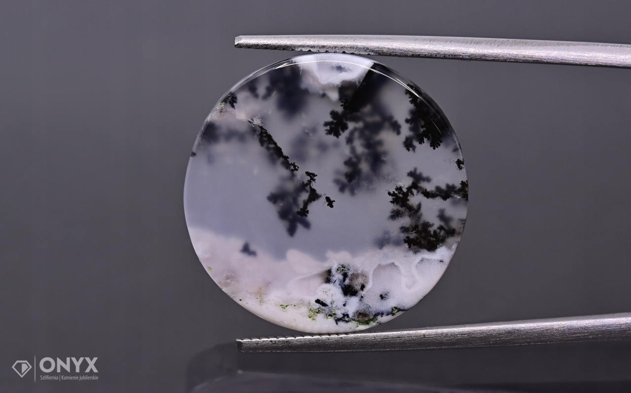 Dendritový achát z Turecka mělký kulatý fi 20 mm