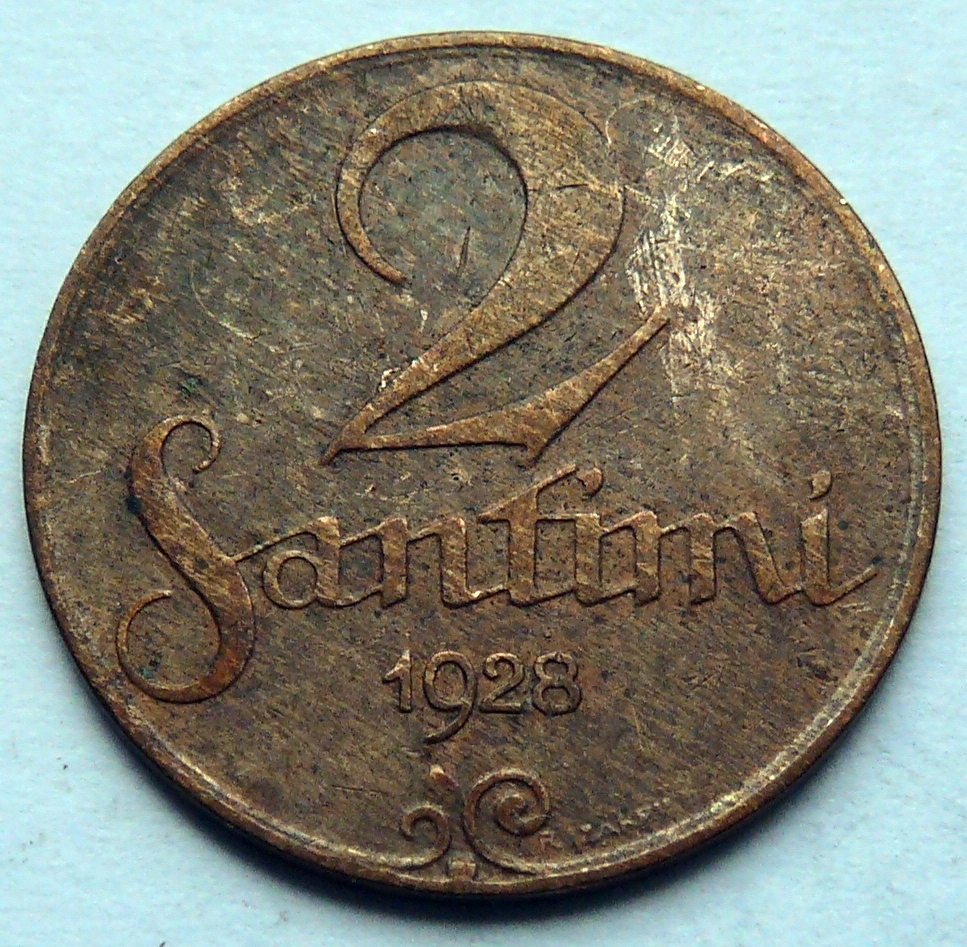 Łotwa - 2 santimy - 1928 r.
