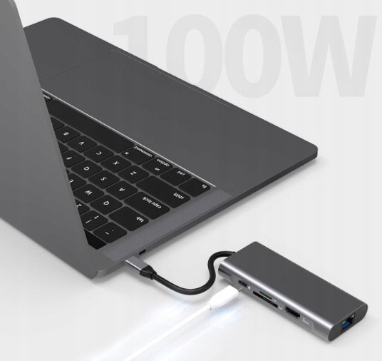 HUB PRZEJŚCIÓWKA USB-C 9W1 HDMI 4K USB 3.0 SD Ethernet do Macbook M1 M2 M3 Zastosowanie Video