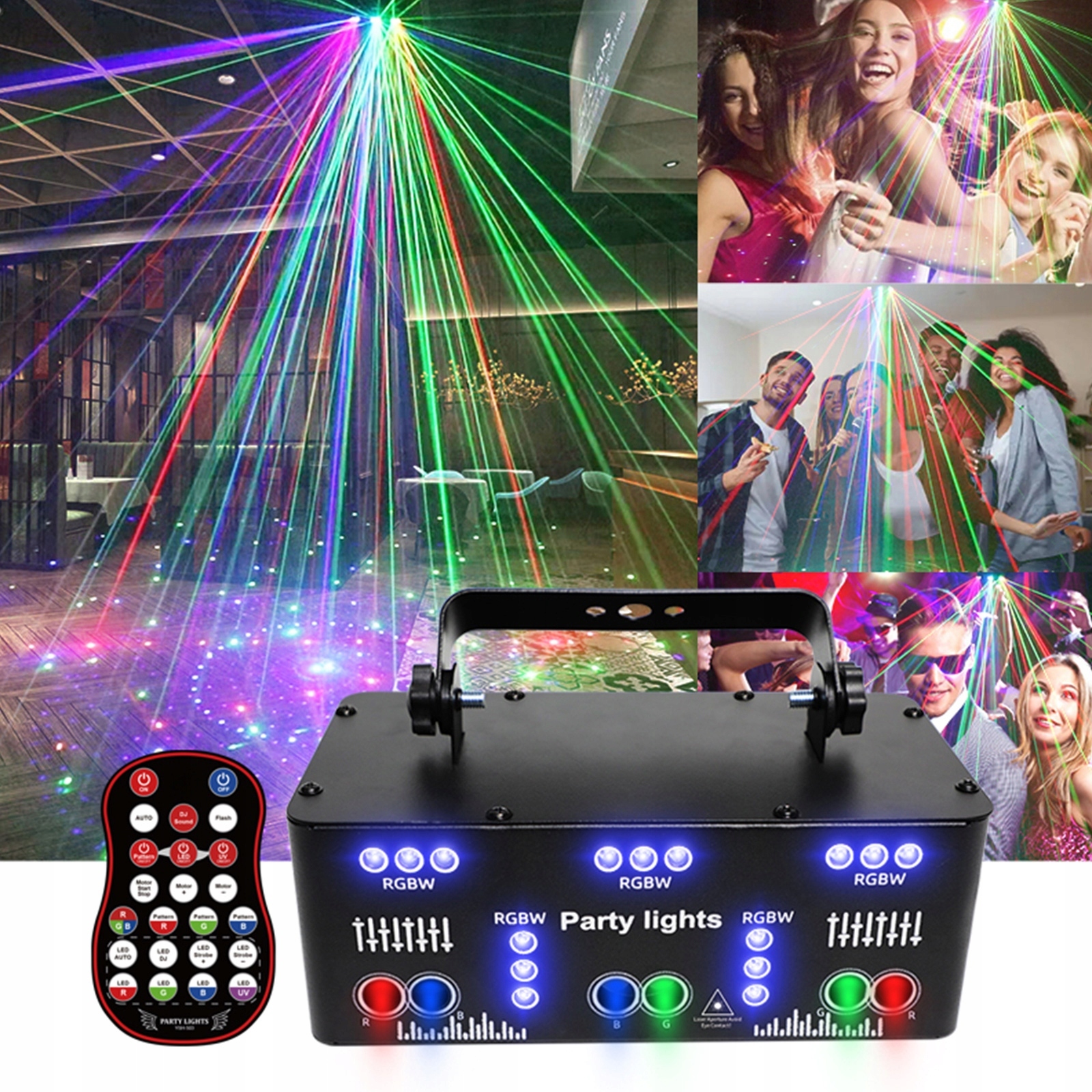 21 Eye RGBW LED DJ Laser Oświetlenie sceniczne.