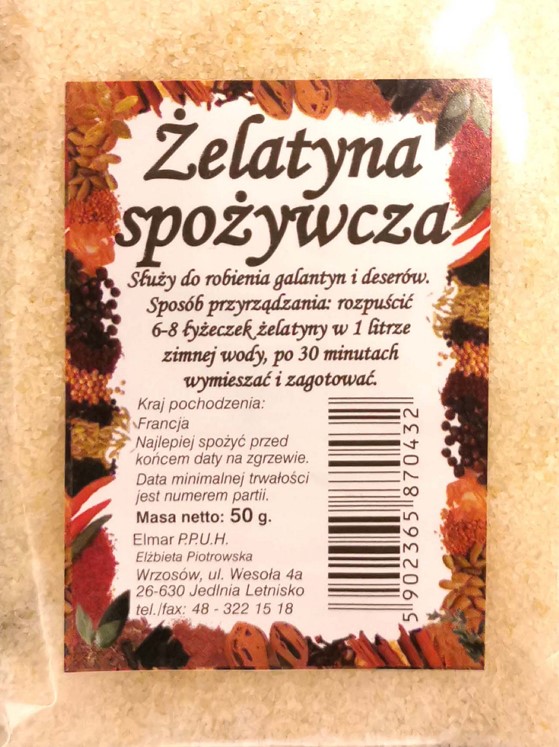 ELMAR ÉLELMISZER ZSELATIN 50g