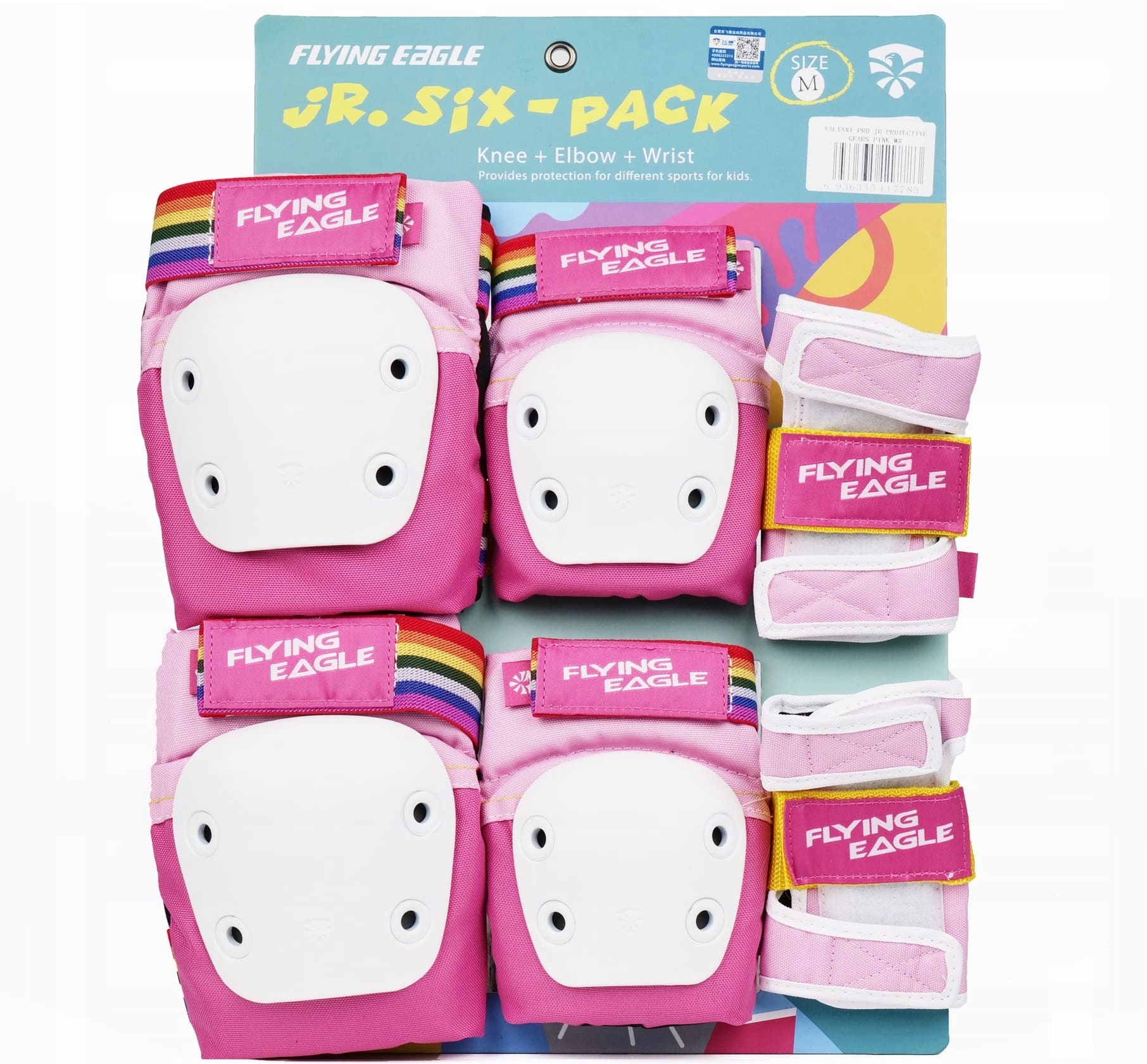 Ochraniacze na rolki dla dzieci Flying Eagle Pro Jr Valiant 6-10 lat różowe