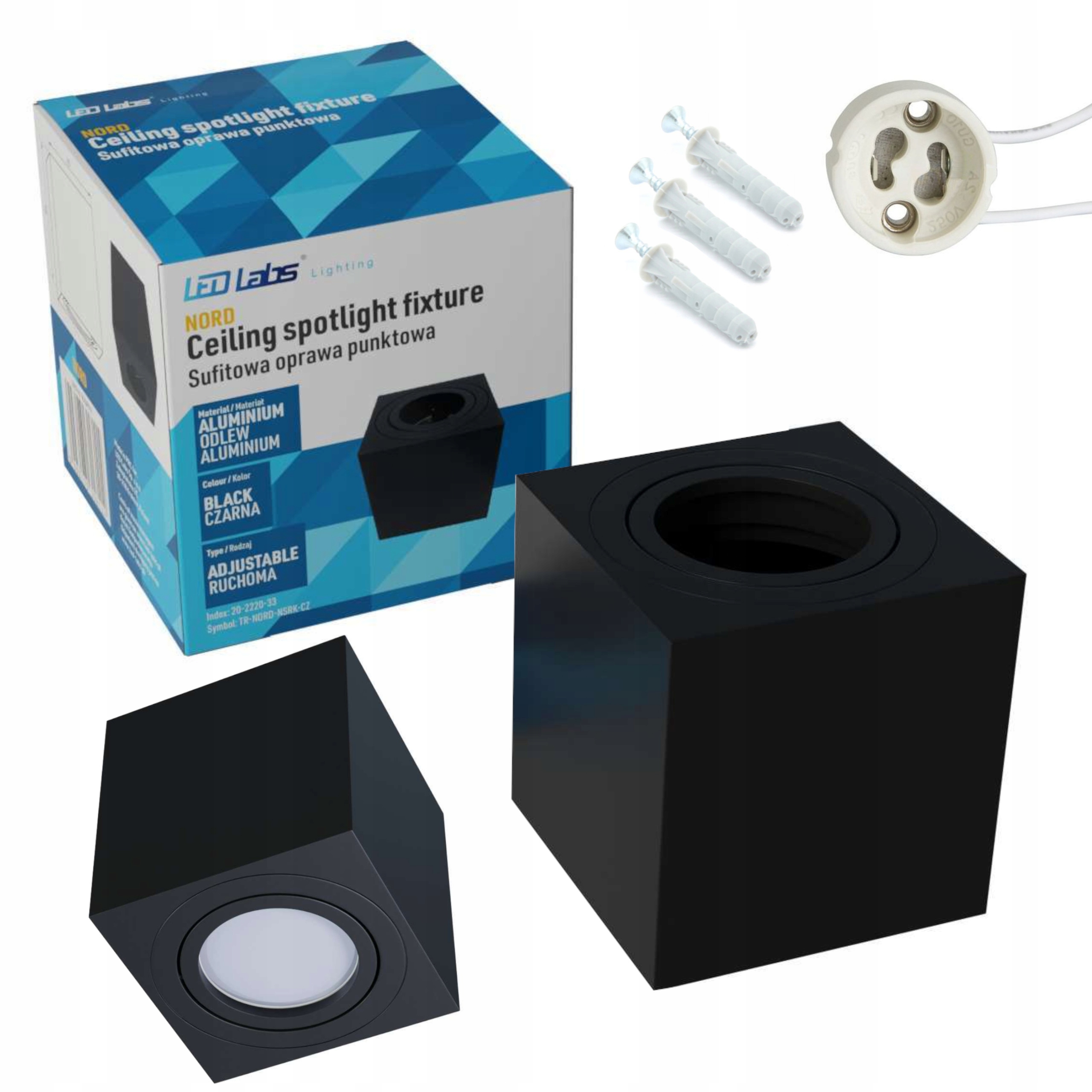 OPRAWA SUFITOWA LED GU10 KWADRATOWA RUCHOMA CZARNA