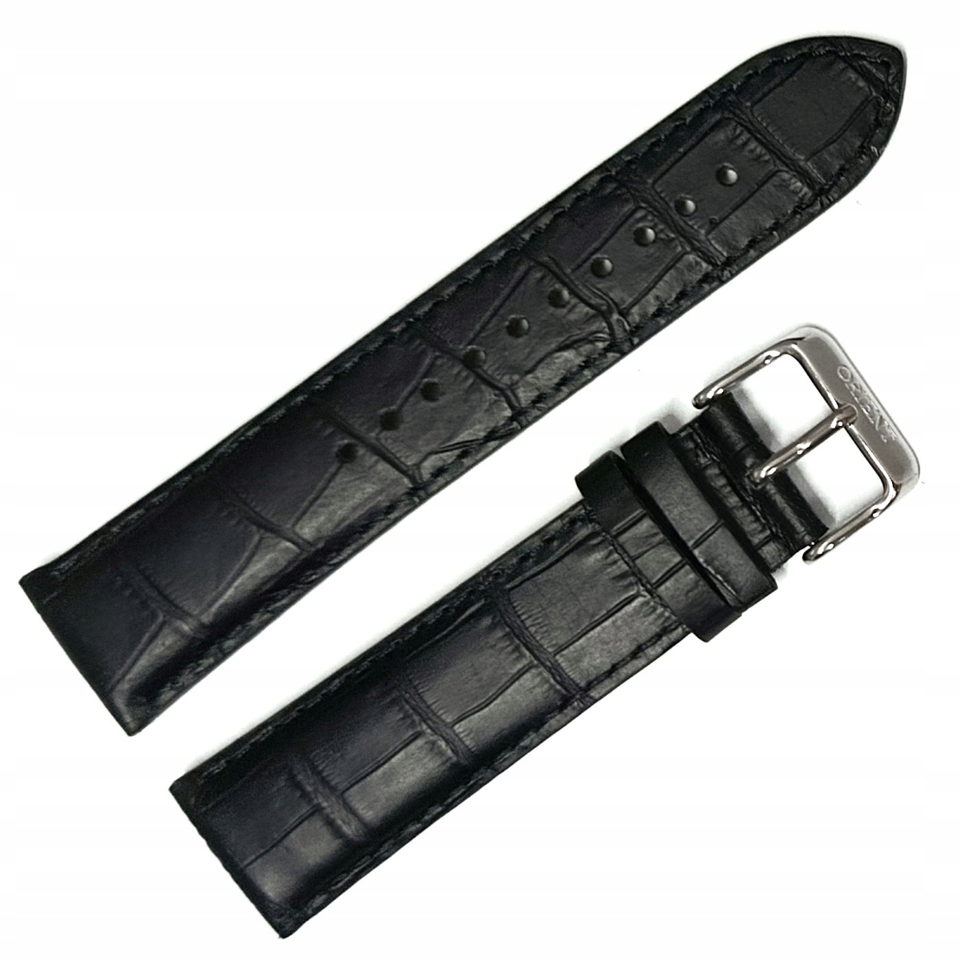 Originální Kožený Černý Matný Řemínek Na Hodinky Orient 22 mm Krokodýl