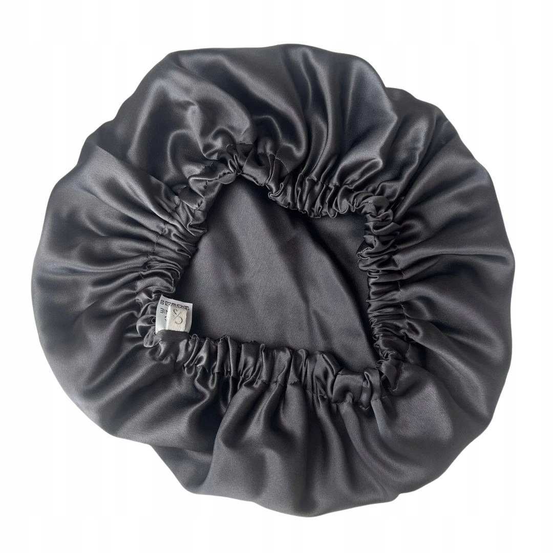 Hedvábná čepice na spaní, čepice z hedvábí 100% hedvábí ocelově šedá