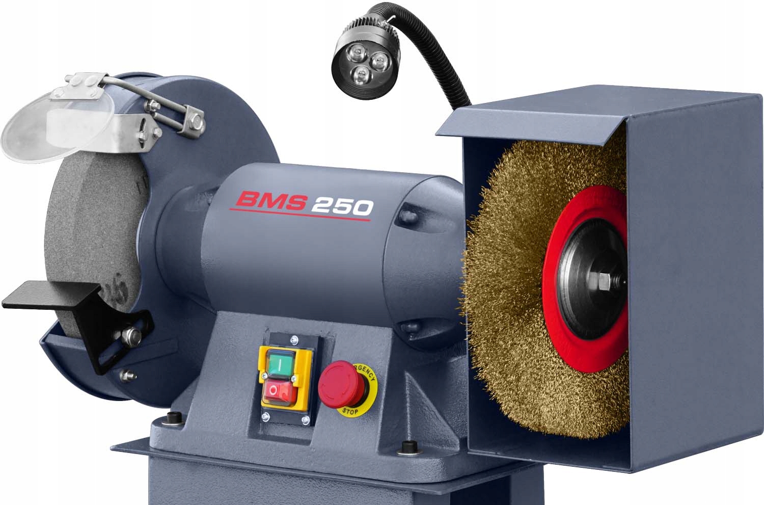 STOŁOWA SZLIFIERKA WIELOFUNKCYJNA GRATOWARKA GRADOWNICA 250 mm Z PODSTAWĄ Model BMS250