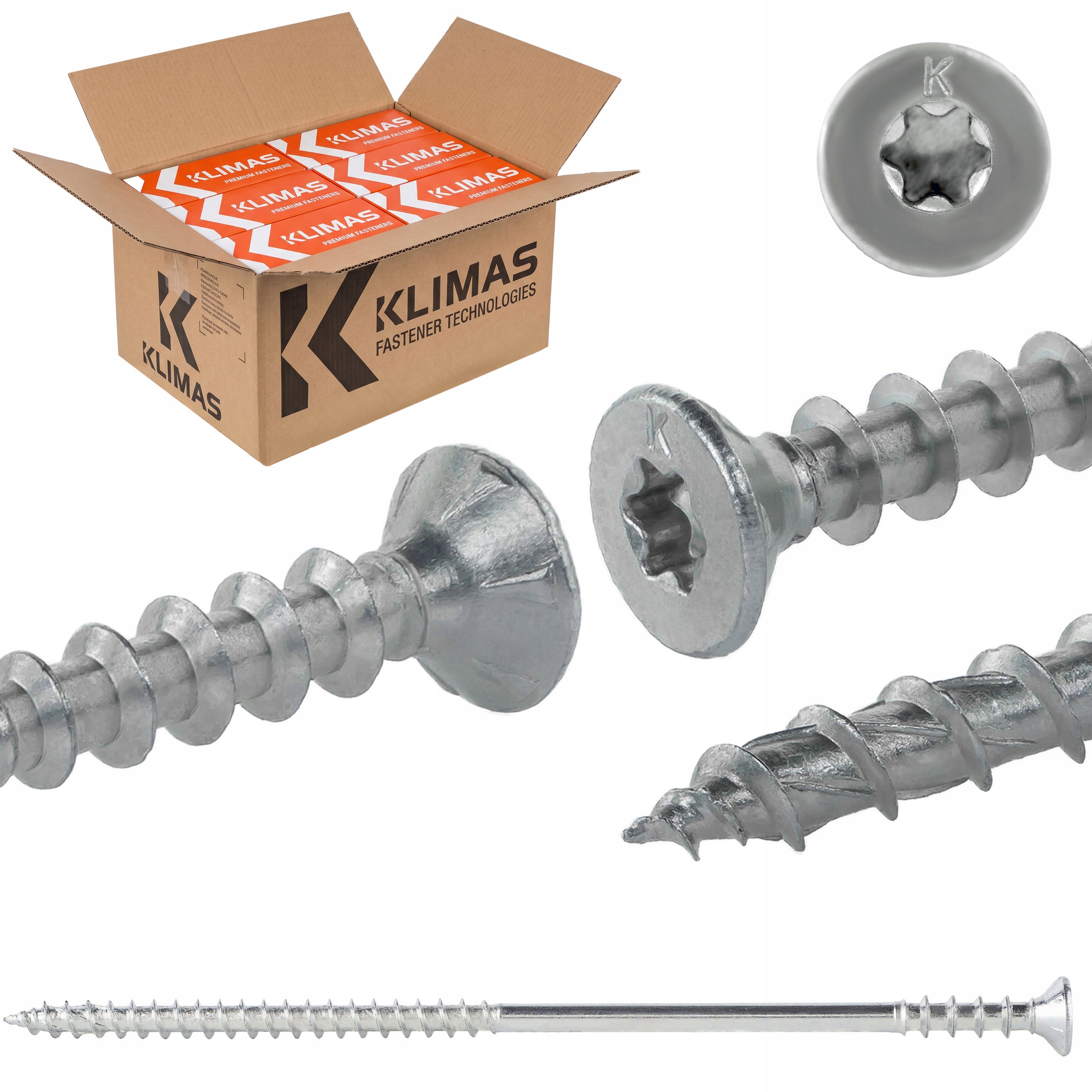 Skrutky na vyrovnávanie záplat 6x160 mm 1200 ks dištančné Torx Klimas Wkss