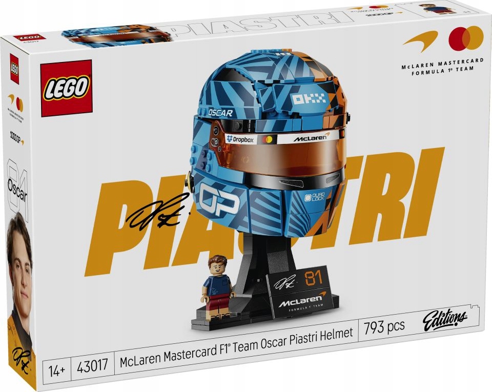 43017 Edice Lego Helma Oscara Piastriho týmu McLaren Mastercard F1