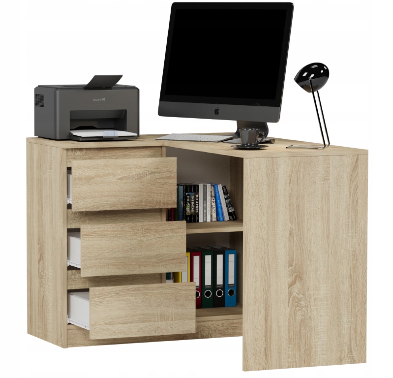 MEBLE BIURKO NAROŻNE KOMPUTER LEWE Sonoma N-4L