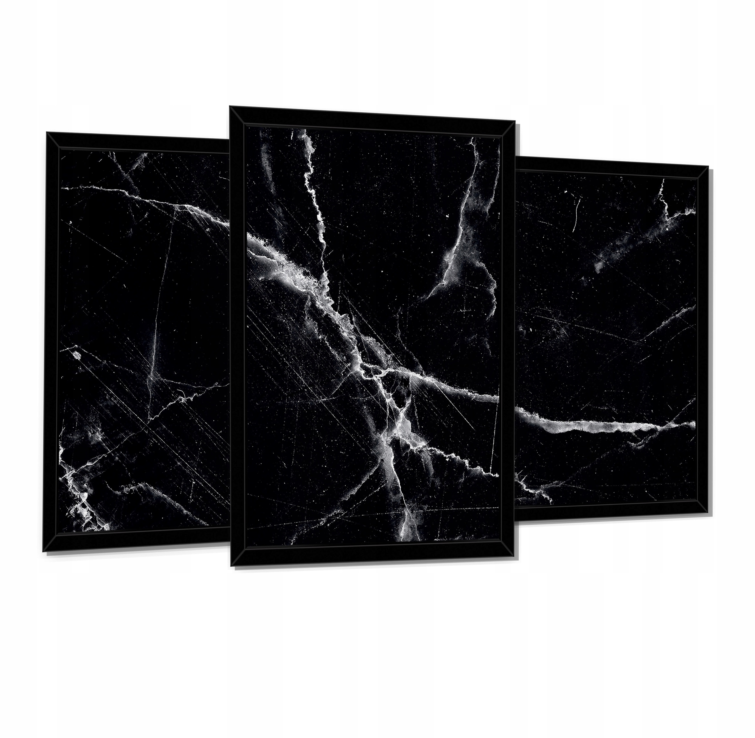 3 Obrazy V Rámu Plakát Na Zeď Černý Mramor