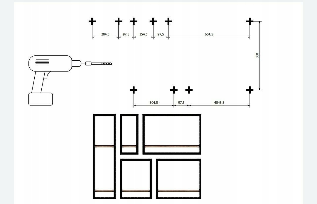Półka ścienna Loft INDUSTRIALNA 25 x 95 x20 cm Liczba poziomów 2