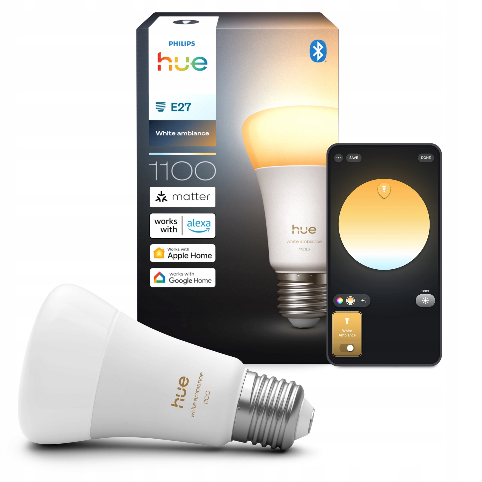 Led žárovka E27 8,1W 1100lm Smart Inteligentní White Ambiance Philips Hue