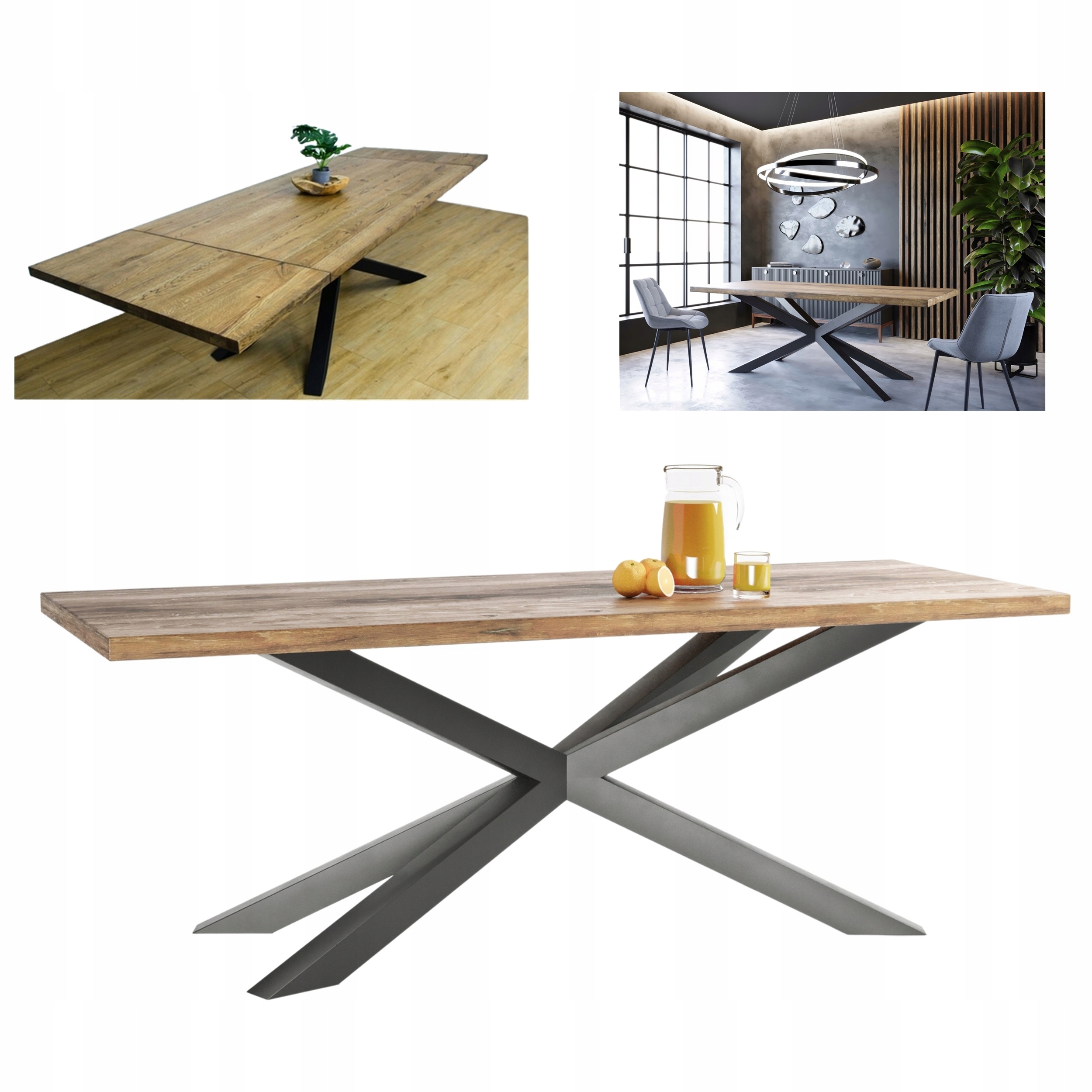 Loftový stůl pro jídelnu v obývacím pokoji Loftový stůl dubový 140x90 Lity Dub pavouk
