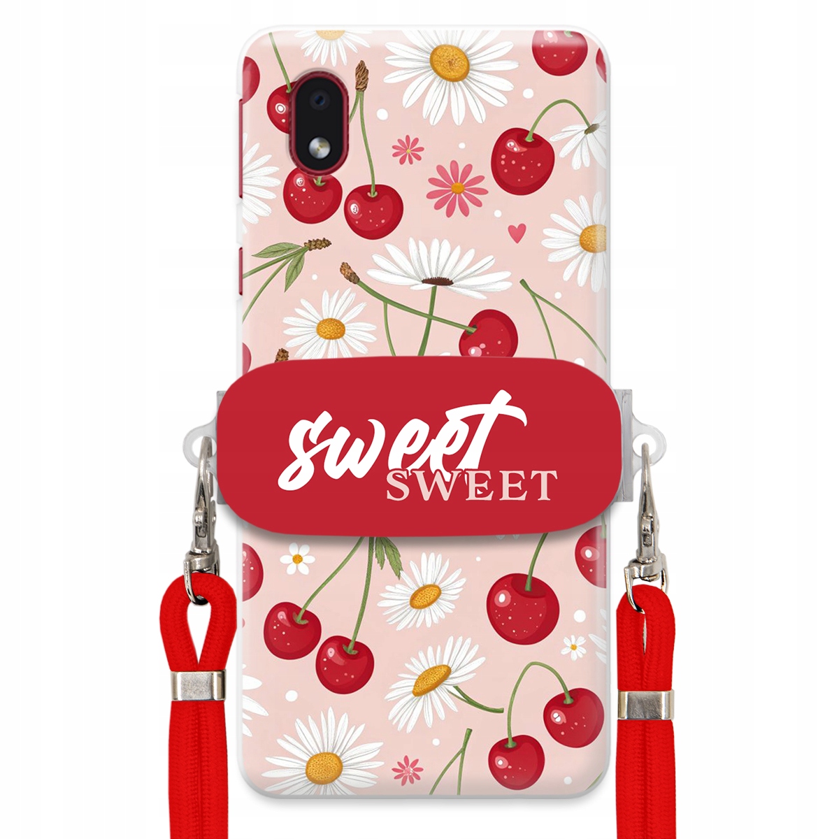Puzdro pre Samsung A01 Core Červené vodítko držiak Sweet Sweet Kvet čerešne