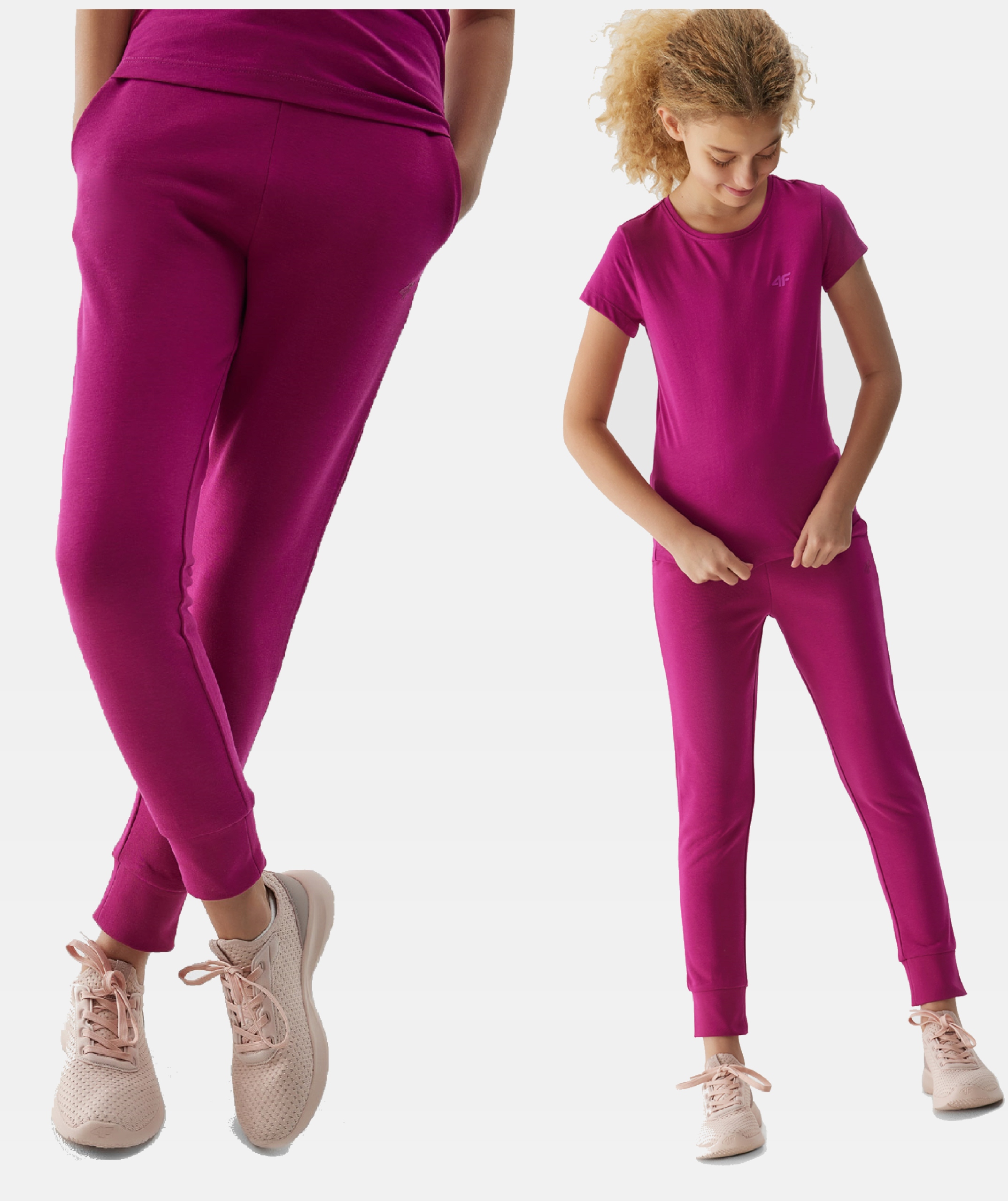 4F SPODNIE DRESOWE JOGGERY DZIEWCZĘCE SPORTOWE DZIECIĘCE Długość długie