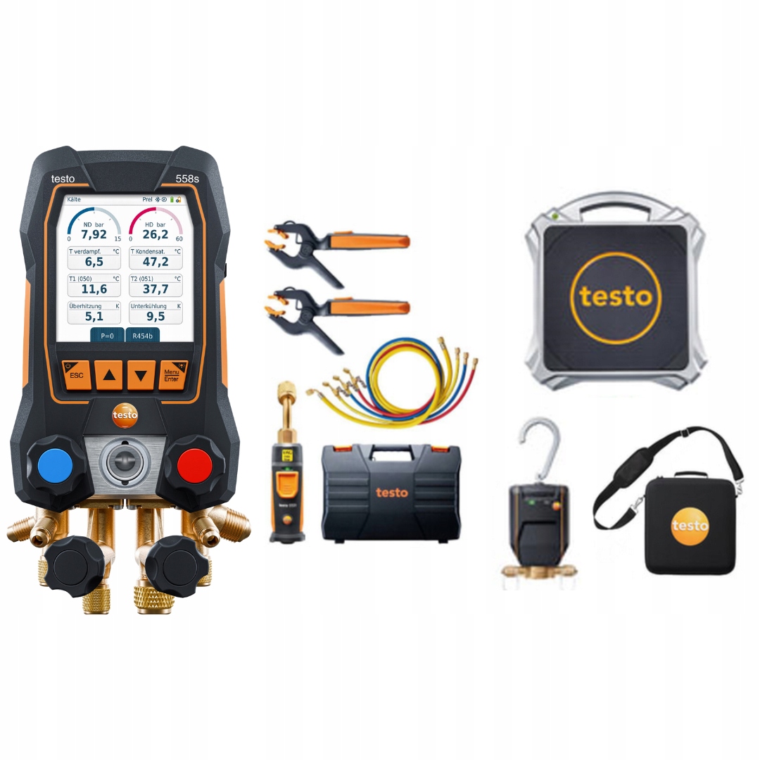 Elektroniczna oprawa zaworowa Testo 558s Zestaw Smart Vacuum z wężami do na