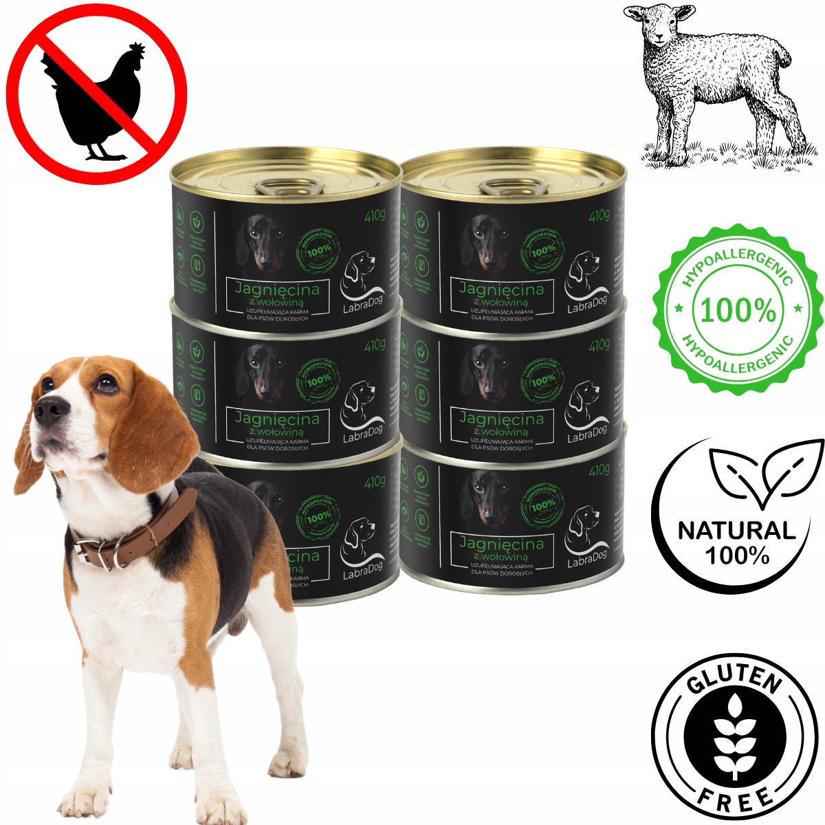 LabraDog Superfood 80% jehněčí maso 6x410g