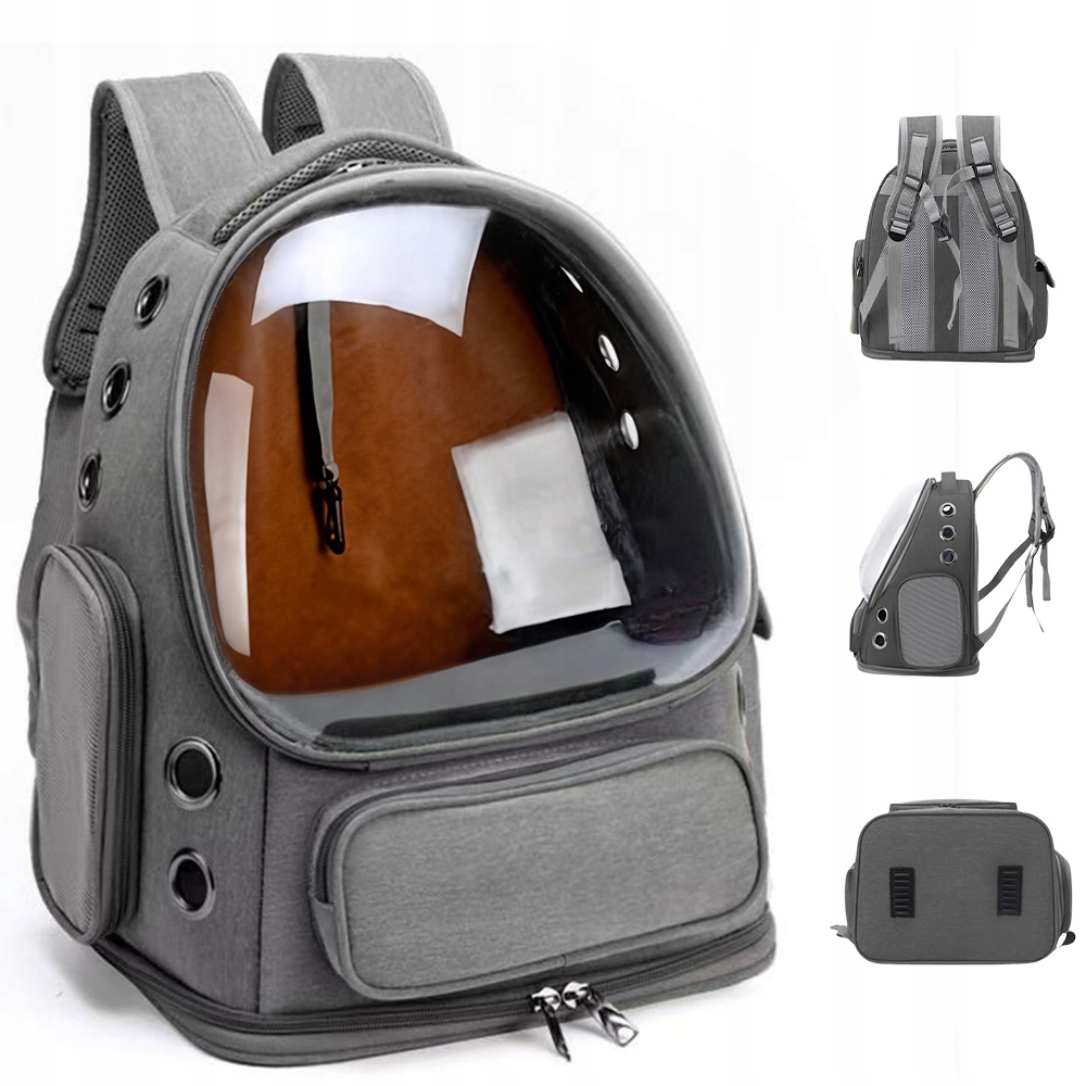 Přepravka Přenosný Pro Kočky Batoh Kopule Šedý Ergonomický Větraný