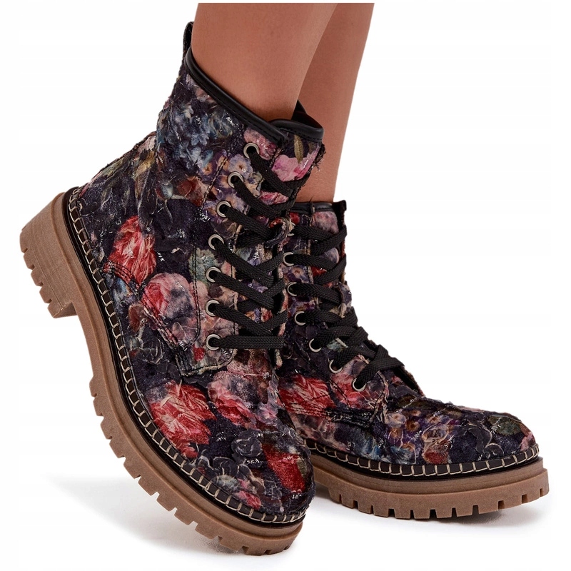 Kotníkové Boty Zateplené Kvatovým Vzorem 3D Zámek Artiker 57C1050 Černé 39