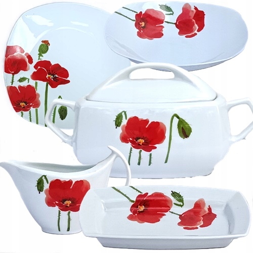 Obedová Súprava Servis Pre 12 Osôb 41CZ.MAKI Porcelán Poľsko Waza