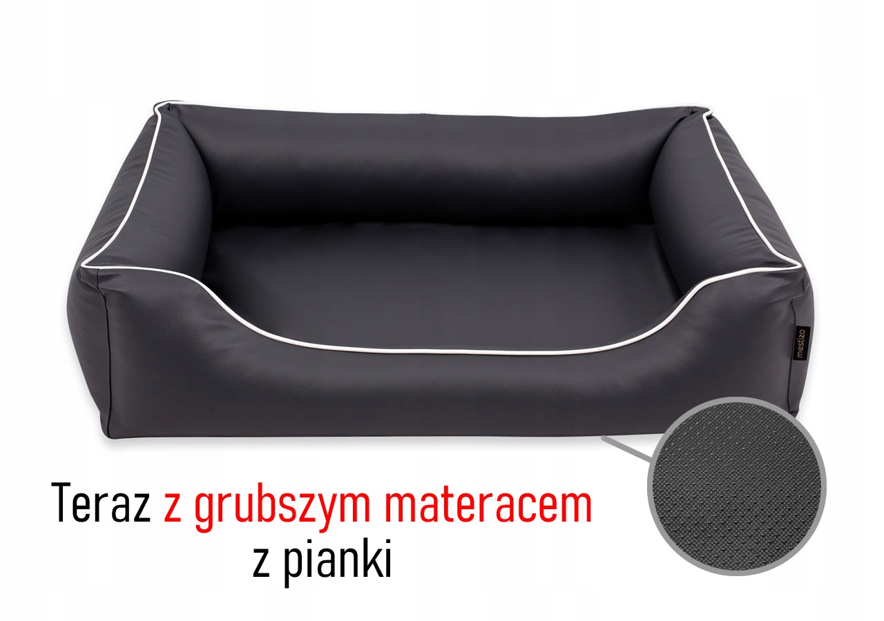 Praktický pelíšek z ekokůže pro psa potah 80x60, pěna, 4 cm, antiskluz.